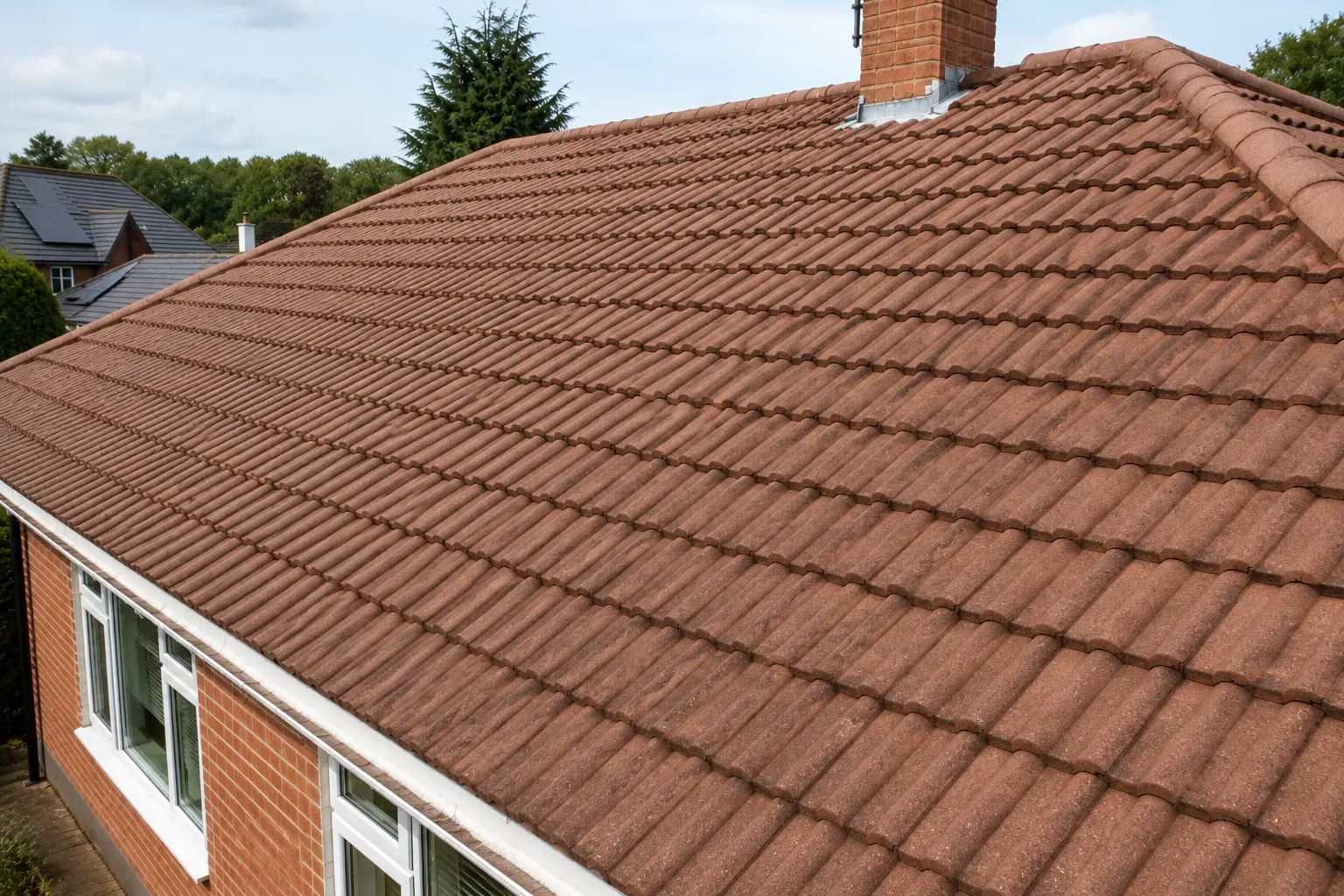 Clean tiled roof after professional roof cleaning in Bournemouth.